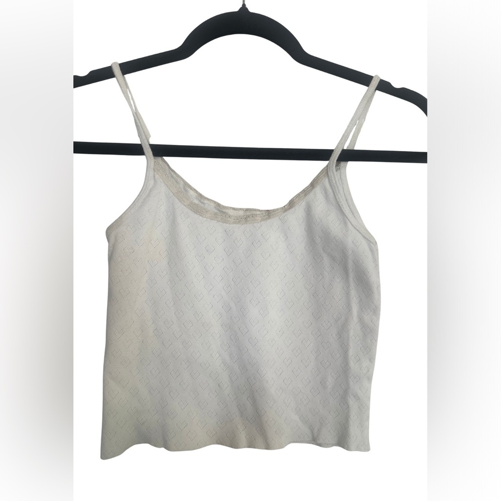Brandy Melville White‎ Heart Knit Cami Tank One Size